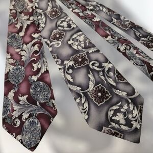 2 X-Long Silk Pierre Cardin Vintage Tall Men Ties EUC Grey Pink White